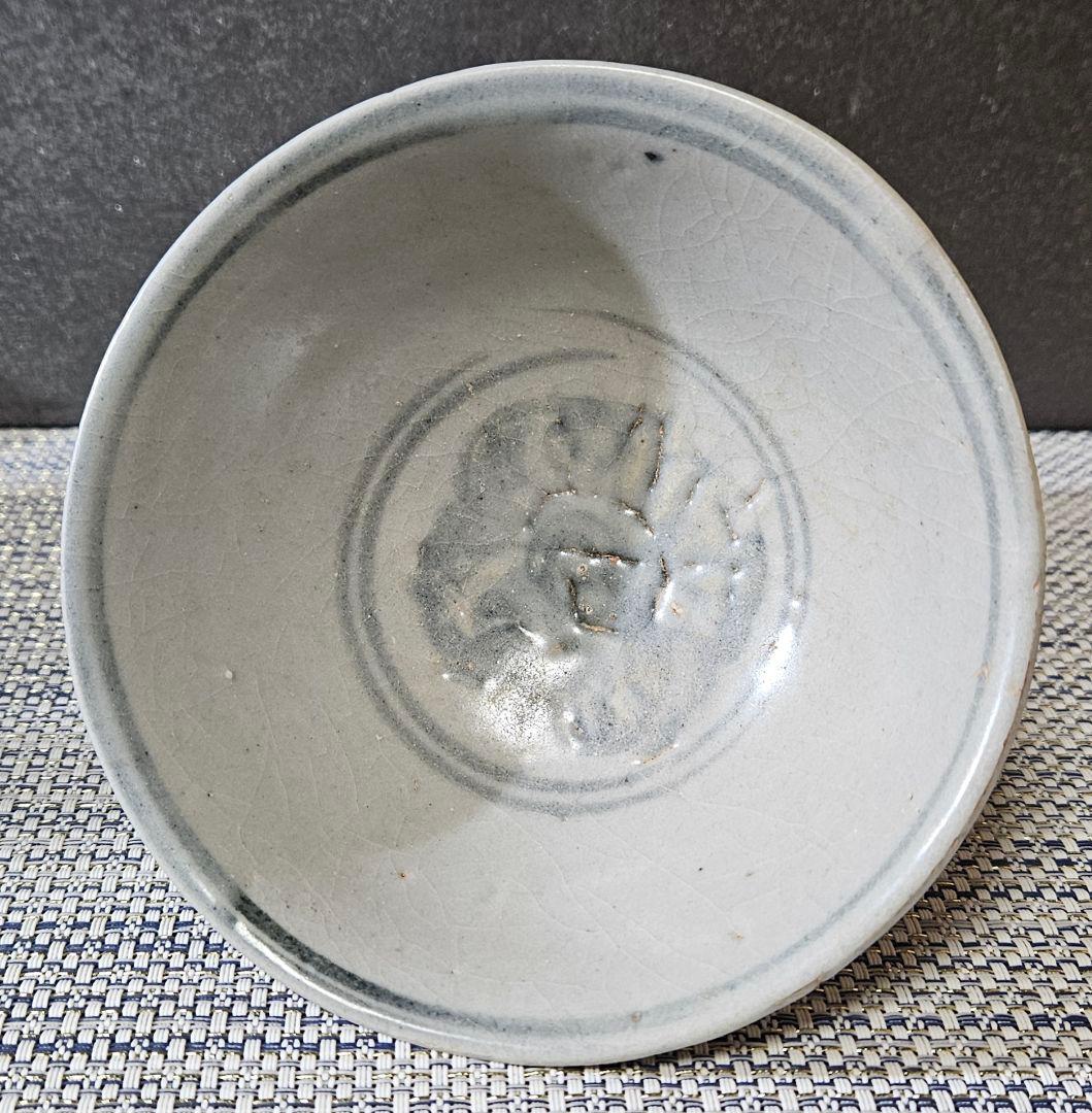 名碗❗】中国古陶磁器　明末～清初 福建琉球古窯　青華染付　唐草に渦巻文様 茶碗