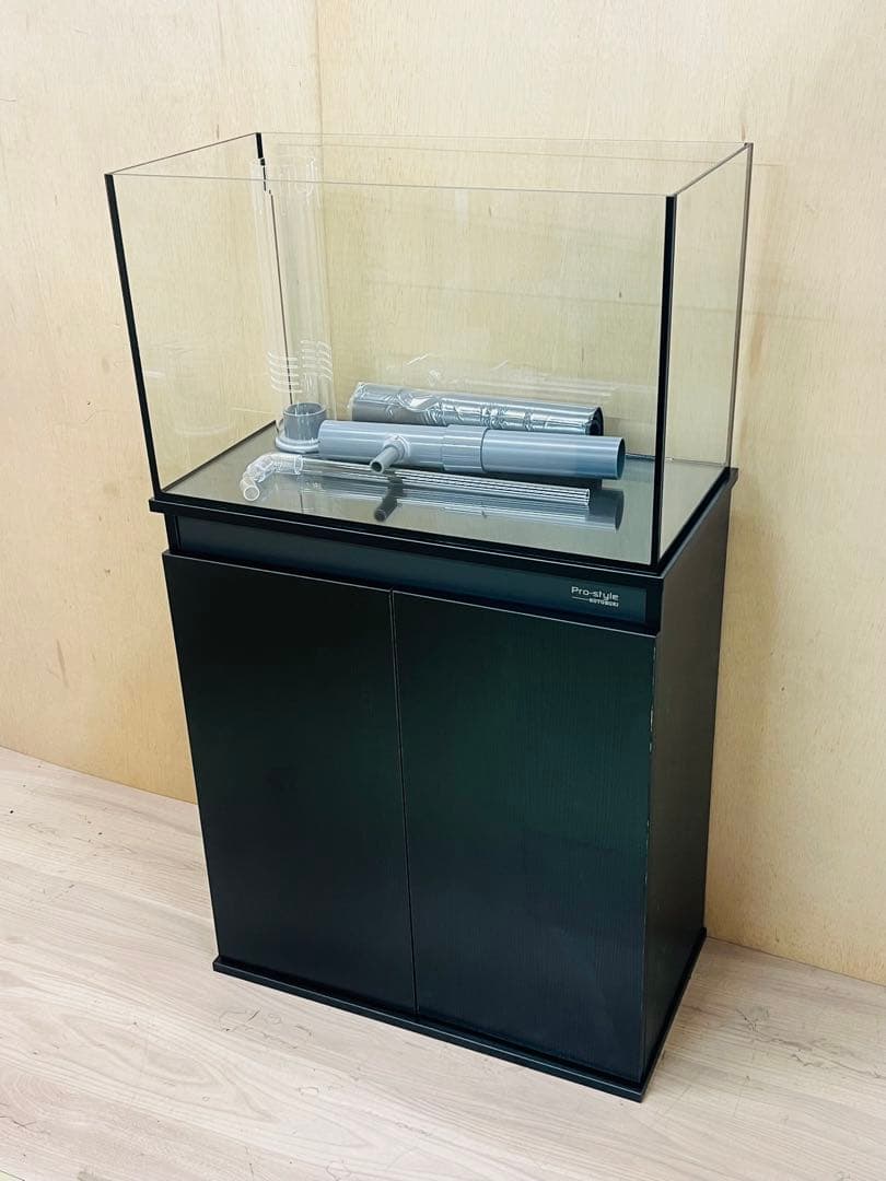 600×300×360オールガラスオーバーフロー水槽セット　ブラックシリコン