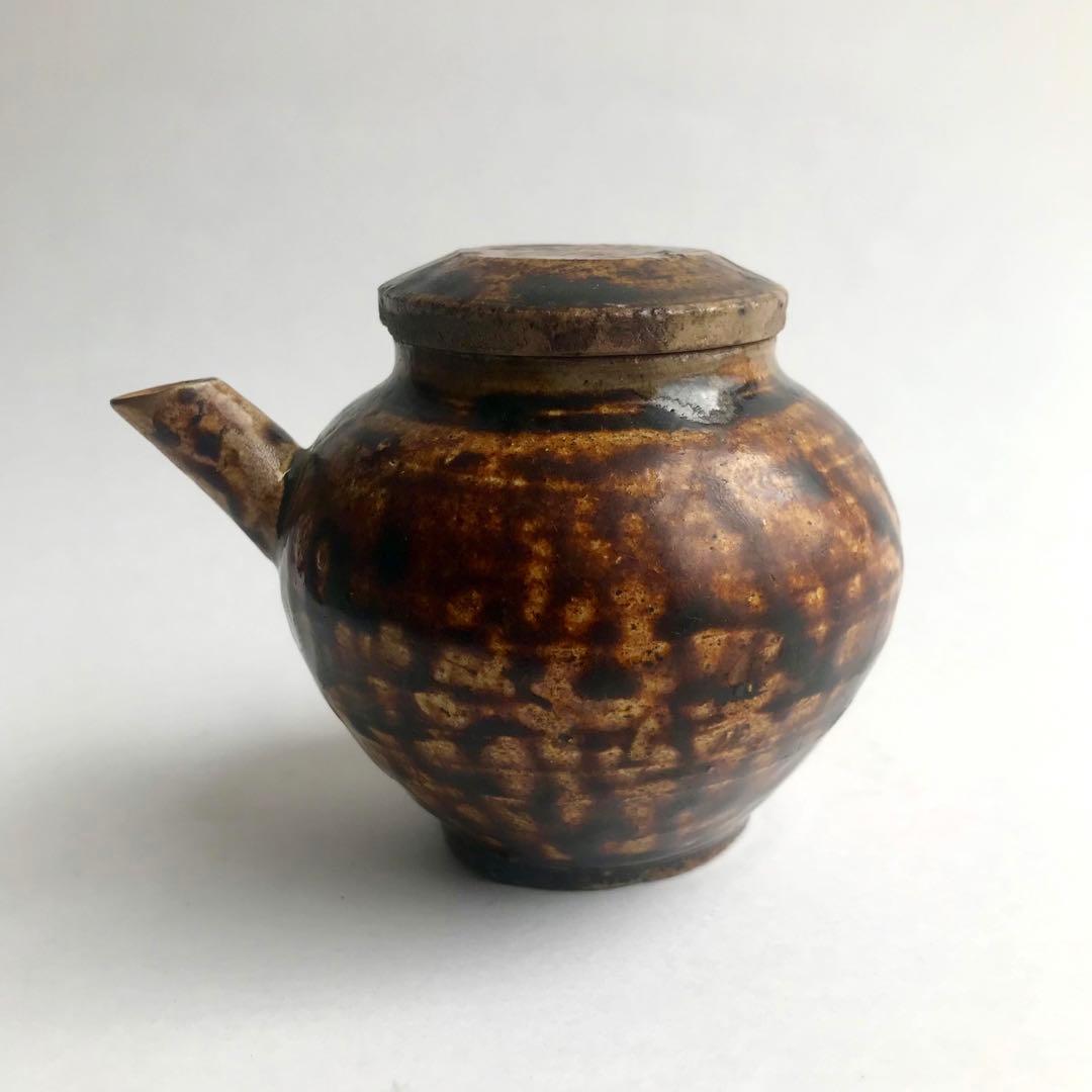 李朝　民芸　飴釉　酒器　水柱　小壺