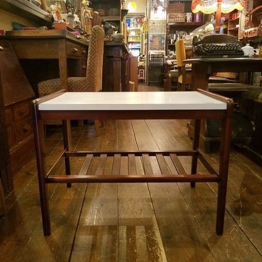 オールドカリモク　名作　コーヒーテーブル　サイドテーブル　白　茶