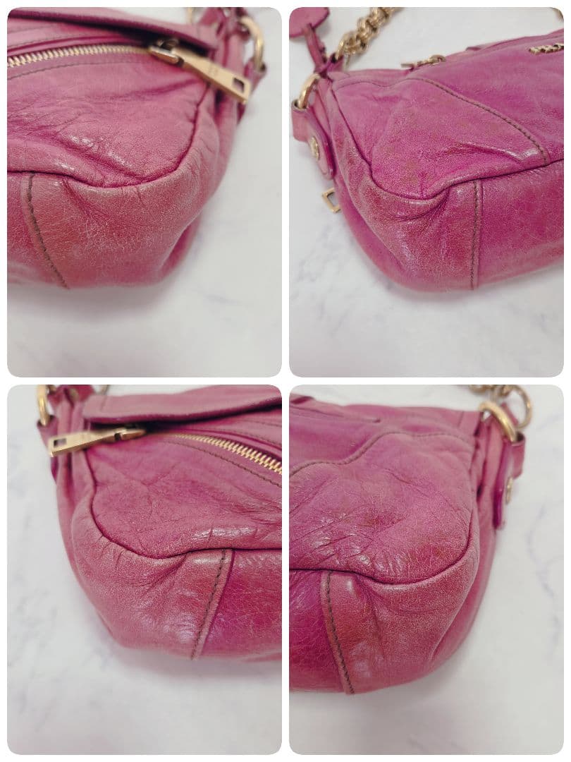 希少✨レア プラダ PRADA ピンク レザー ハンドバッグ チェーンストラップ