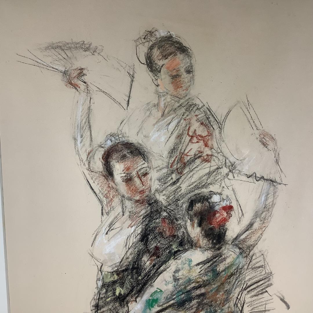 白い扇　スペイン舞踏　フラメンコ　日下部美樹　三脚付