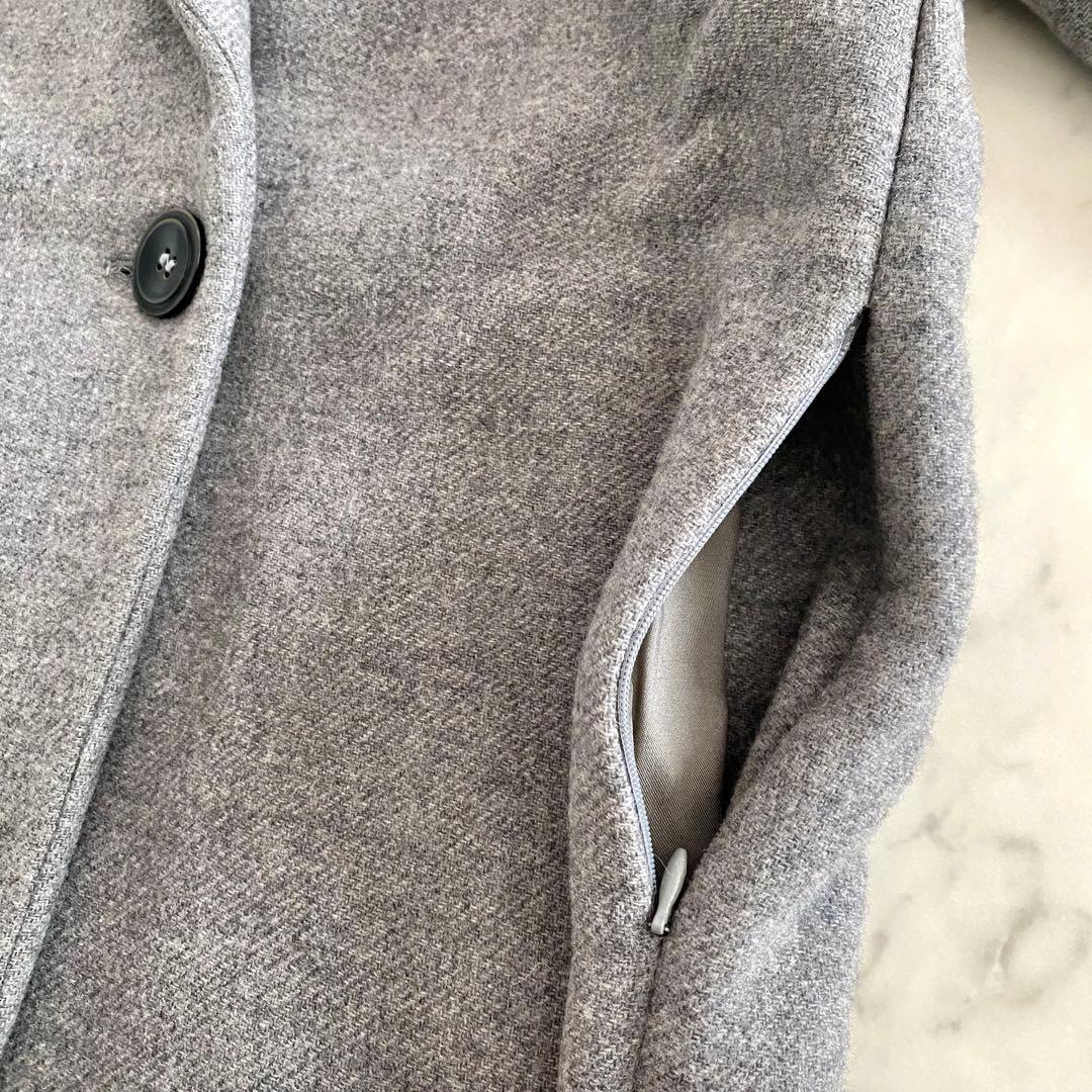 美品 ファビアナフィリッピ ファー付き レザー切り替えウールチェスターコート