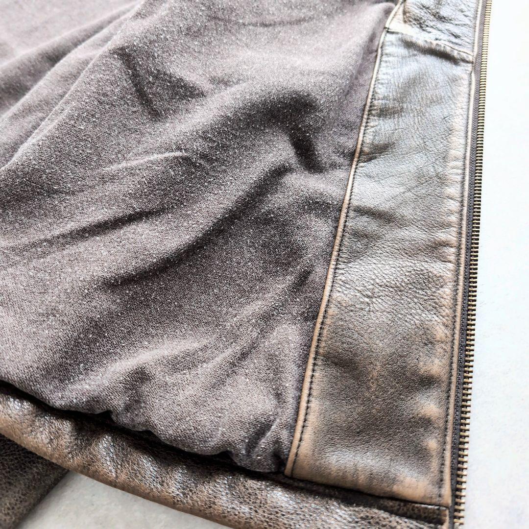 エディーバウアー レザージャケット シングルライダース ブラウン 2XL