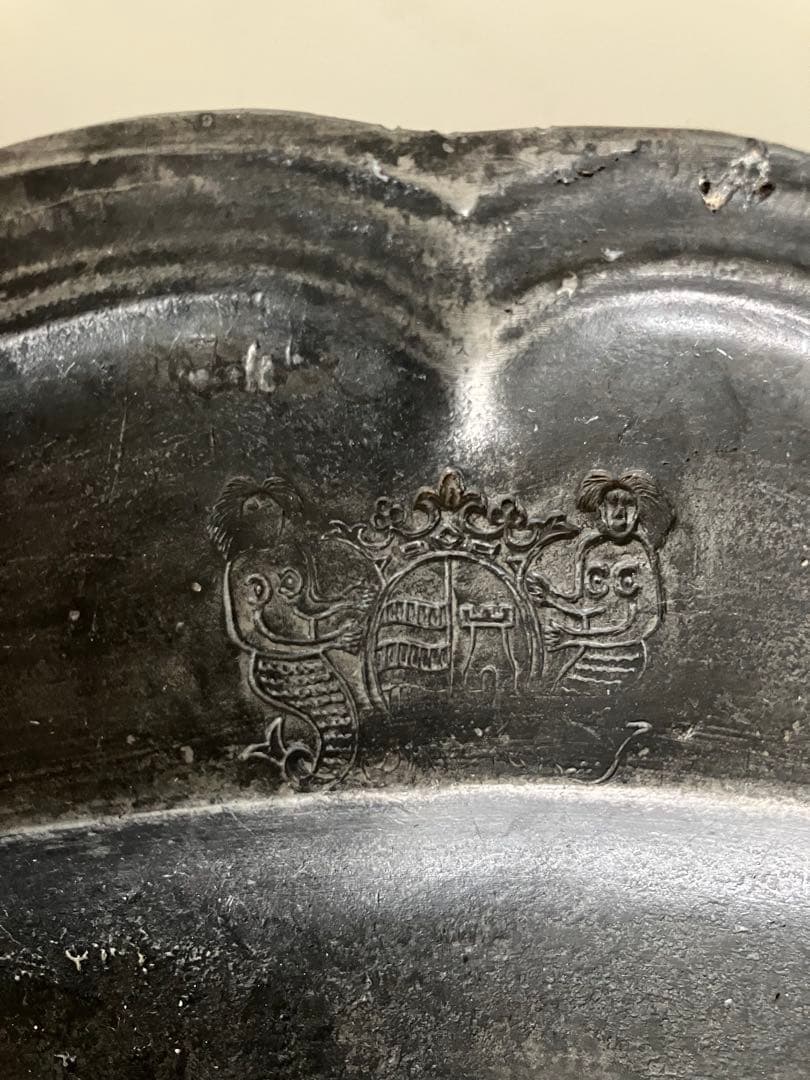 アンティーク ピューター　オーバルトレイ