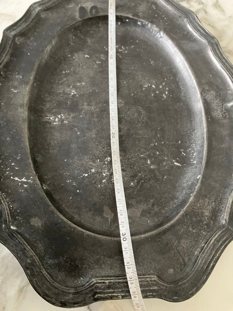 アンティーク ピューター　オーバルトレイ