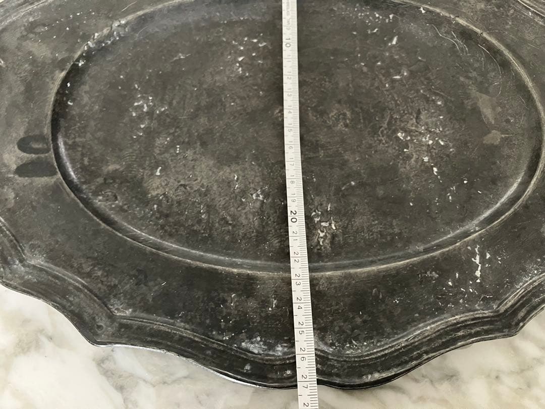 アンティーク ピューター　オーバルトレイ