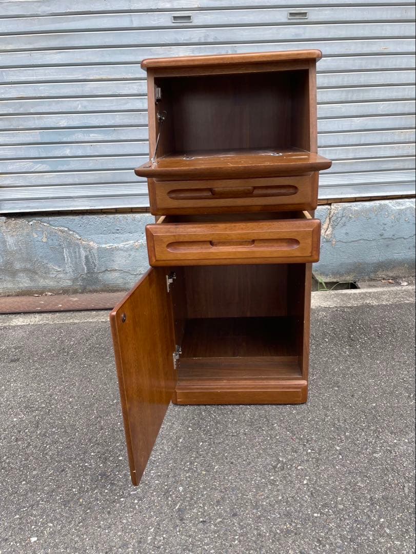 ライティングビューロー　木製電話台 引き出し付き ブラウン