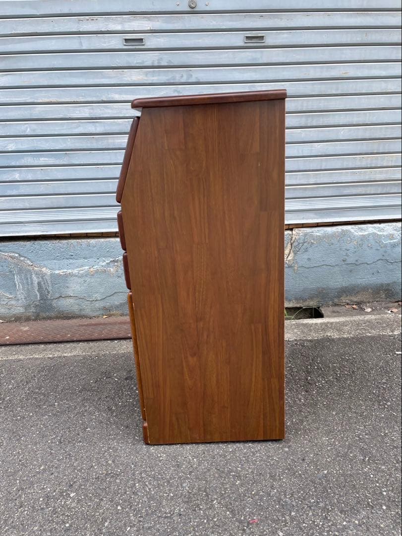 ライティングビューロー　木製電話台 引き出し付き ブラウン