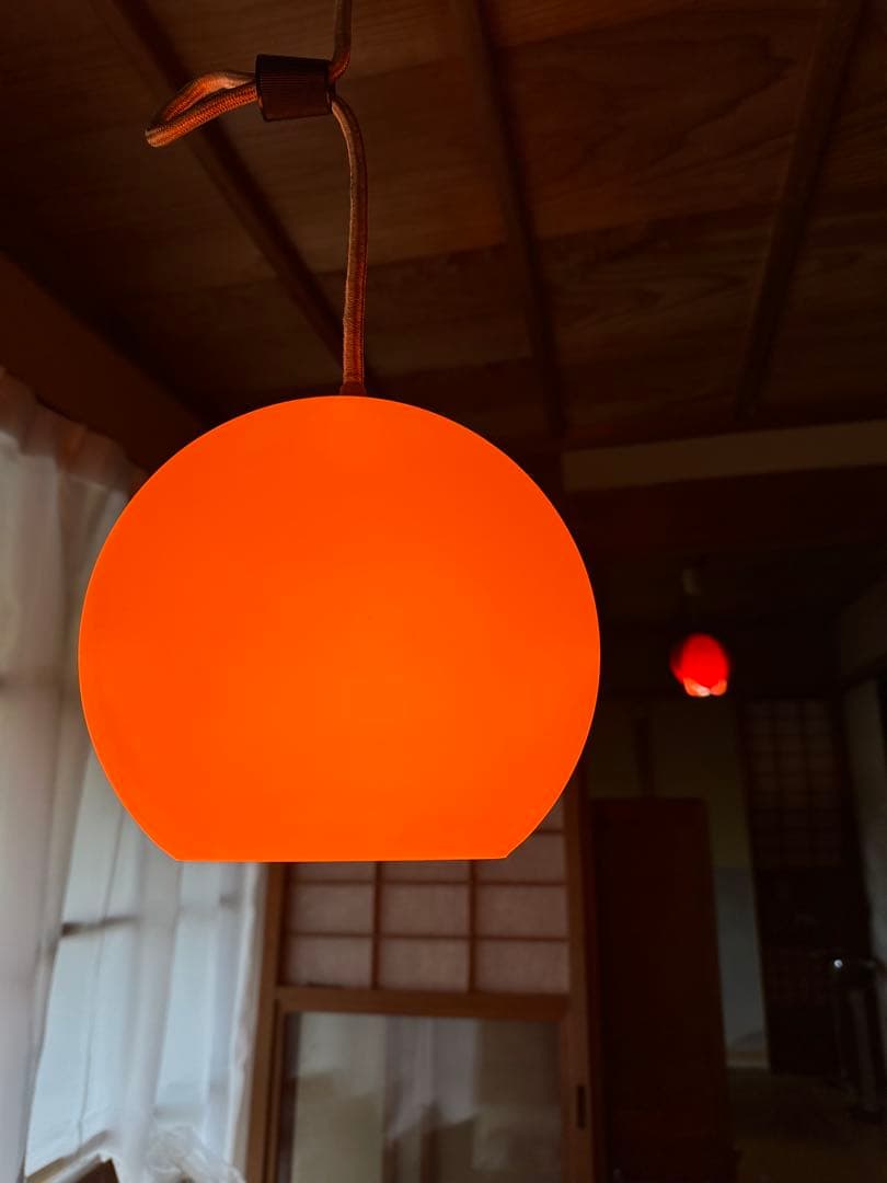 昭和レトロ　ペンダントライト　オレンジ　当時物　レトロ照明　美品