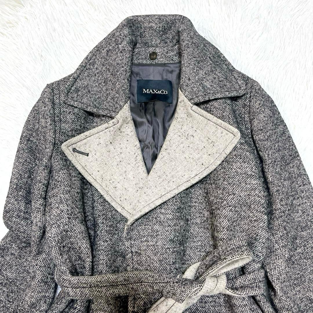 美品✨マックスアンドコー ツイード チェスターコート アルパカ＆モヘア混マフラー