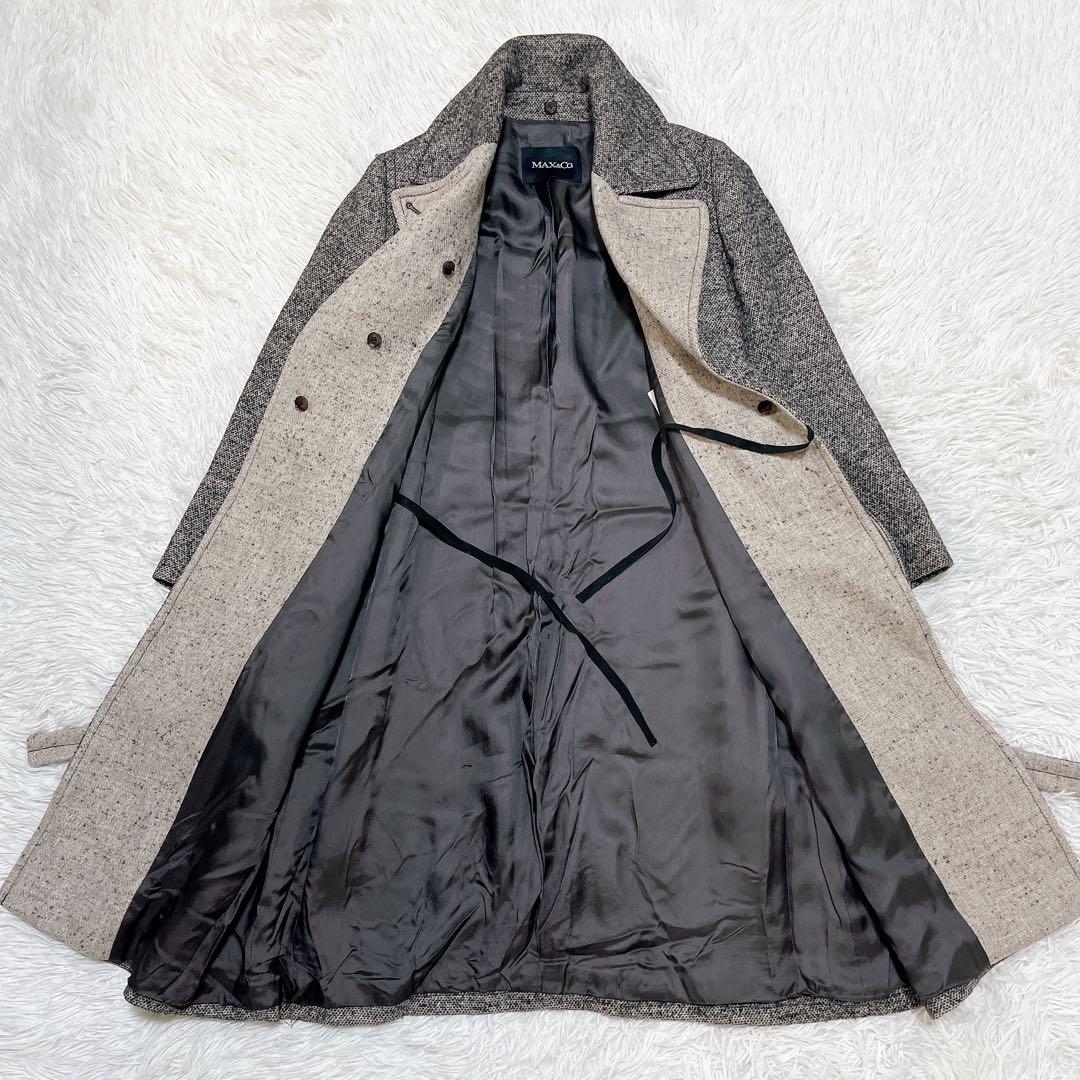 美品✨マックスアンドコー ツイード チェスターコート アルパカ＆モヘア混マフラー