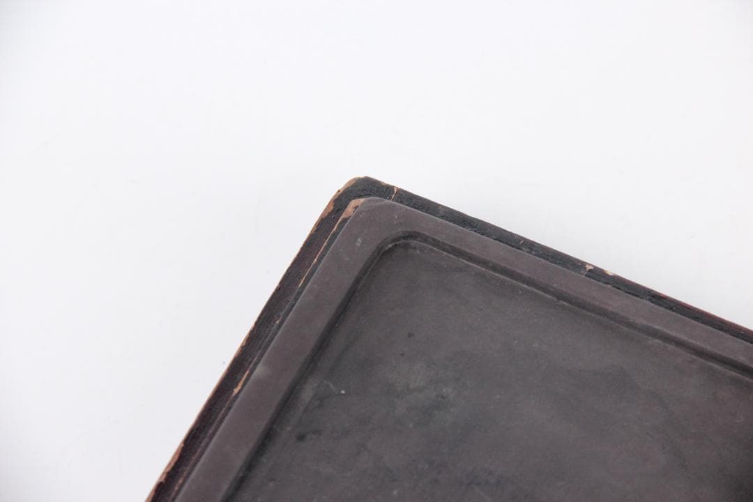 端渓硯 文房具　硯　長方形石硯　木製硯箱付　書道具　古道具　ES1-8