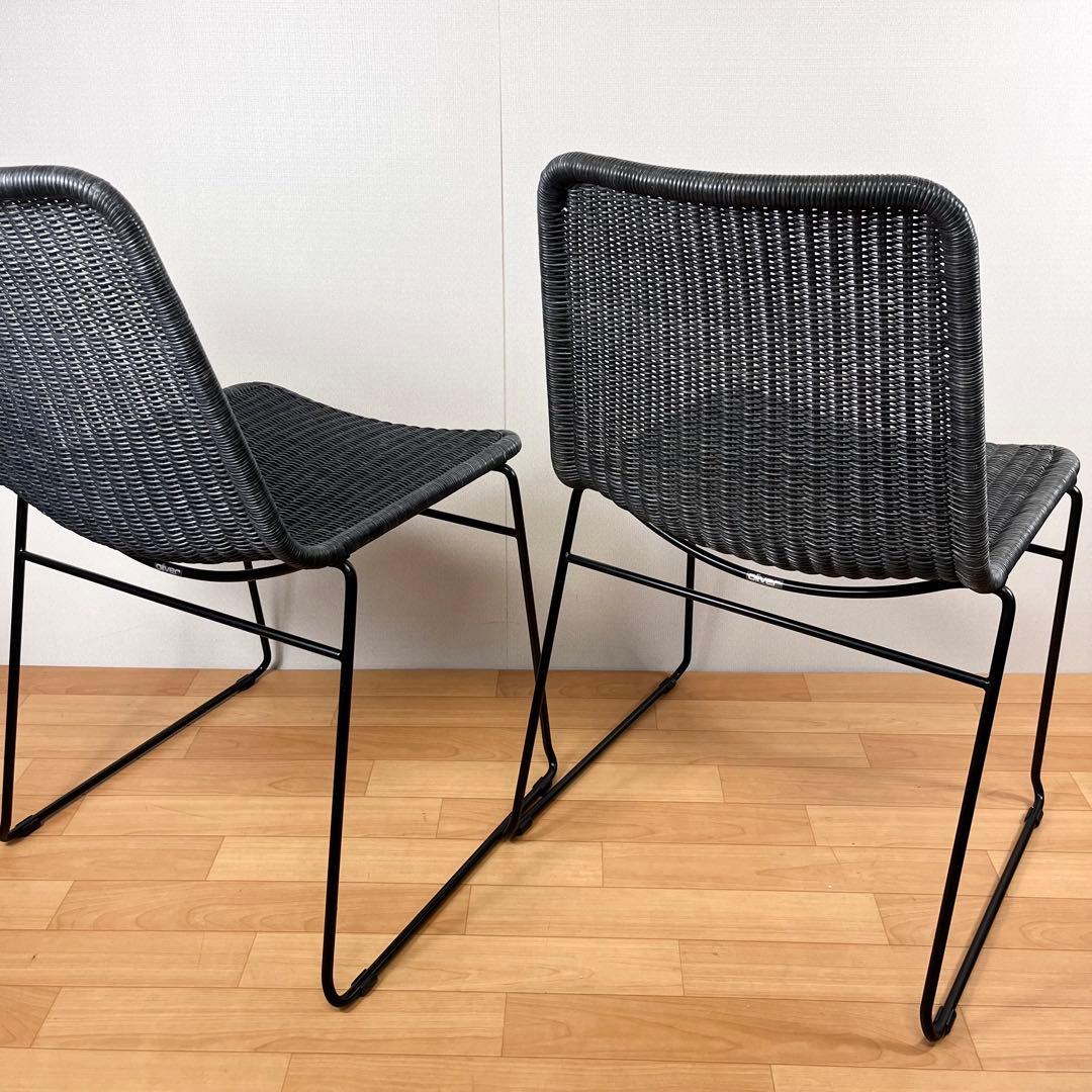 【展示未使用】Oliver オリバー　正規品　藤 ラタンチェア 2脚セット