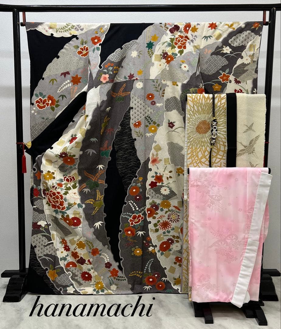 振り袖　フルセット　長襦袢付　成人式　金彩加工　刺繍入り　くすみカラー　693