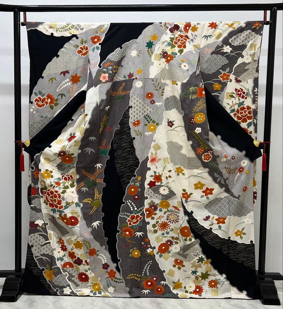 振り袖　フルセット　長襦袢付　成人式　金彩加工　刺繍入り　くすみカラー　693