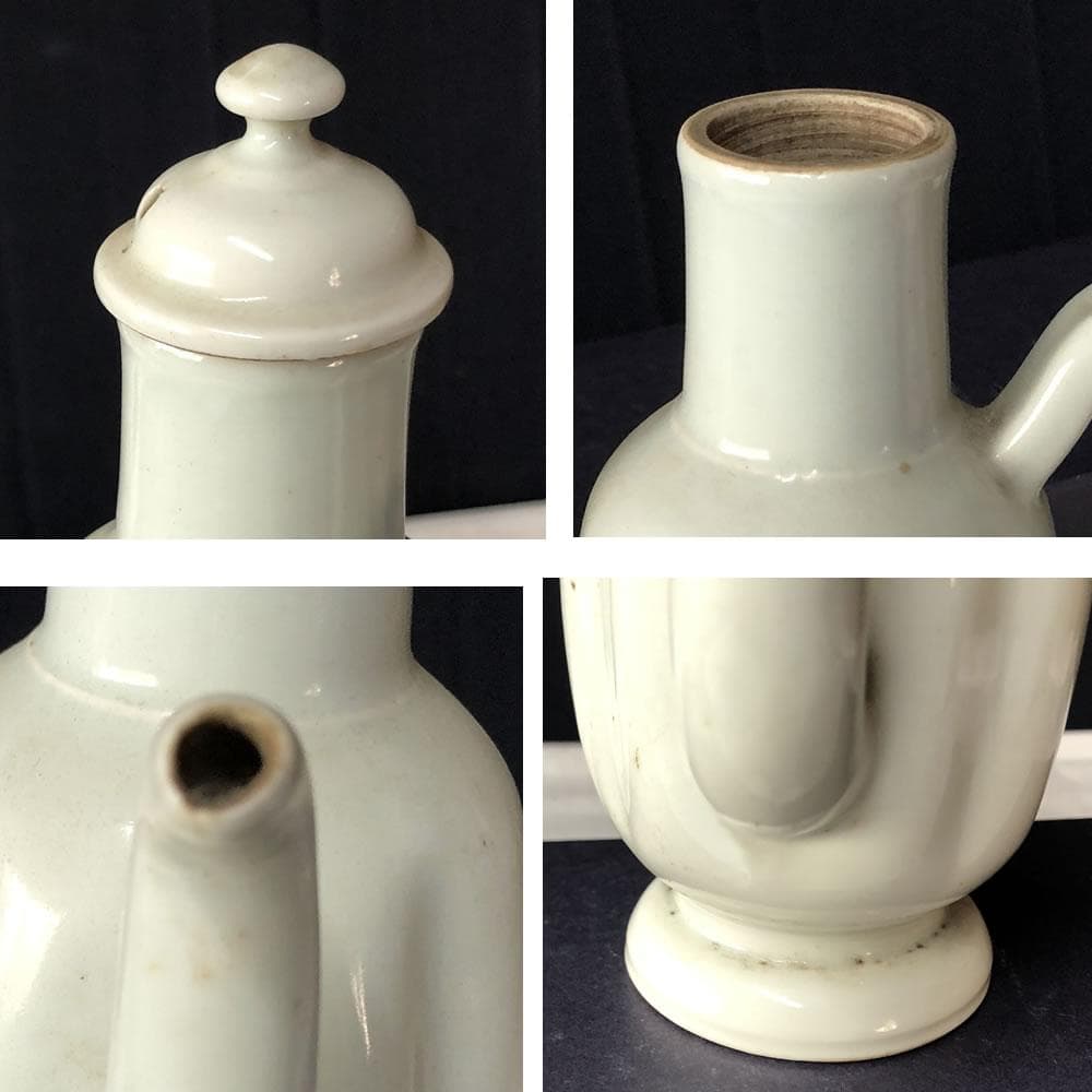 e3042 九谷焼 白磁 仙盞瓶 明治時代 水注 煎茶瓶 煎茶道具 茶道具