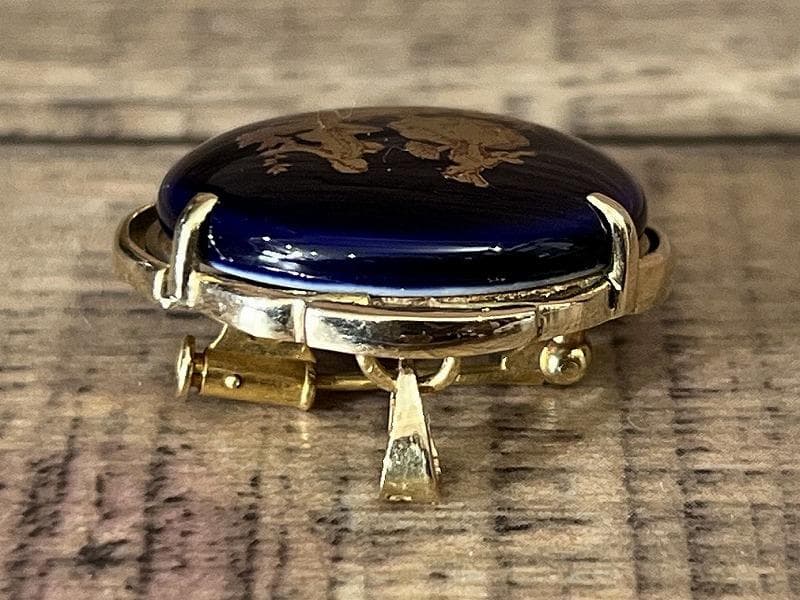 フランス製 リモージュ 七宝焼 K18 枠 ペンダント 兼 ブローチ 9.8g