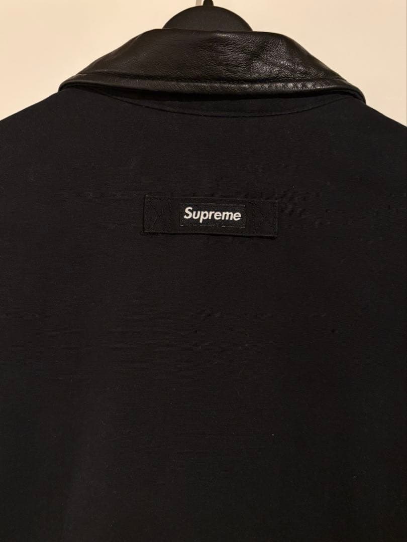 Supreme ブラック ジャンパー レザー襟