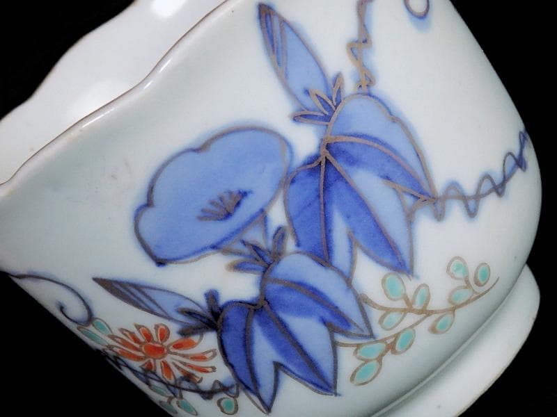古伊万里　染錦　朝顔の図　向付　猪口　２客　E147AS-fbrg