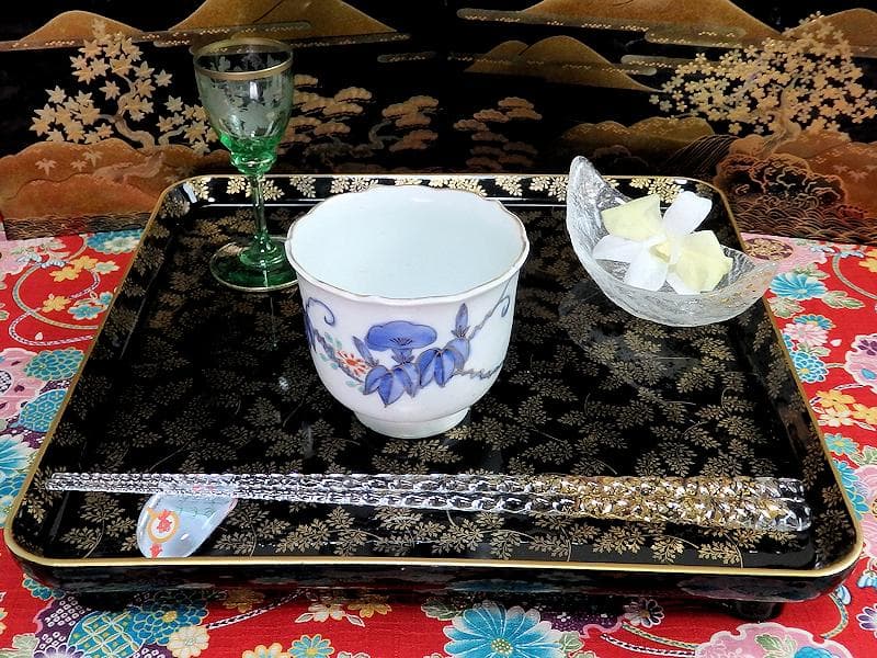 古伊万里　染錦　朝顔の図　向付　猪口　２客　E147AS-fbrg