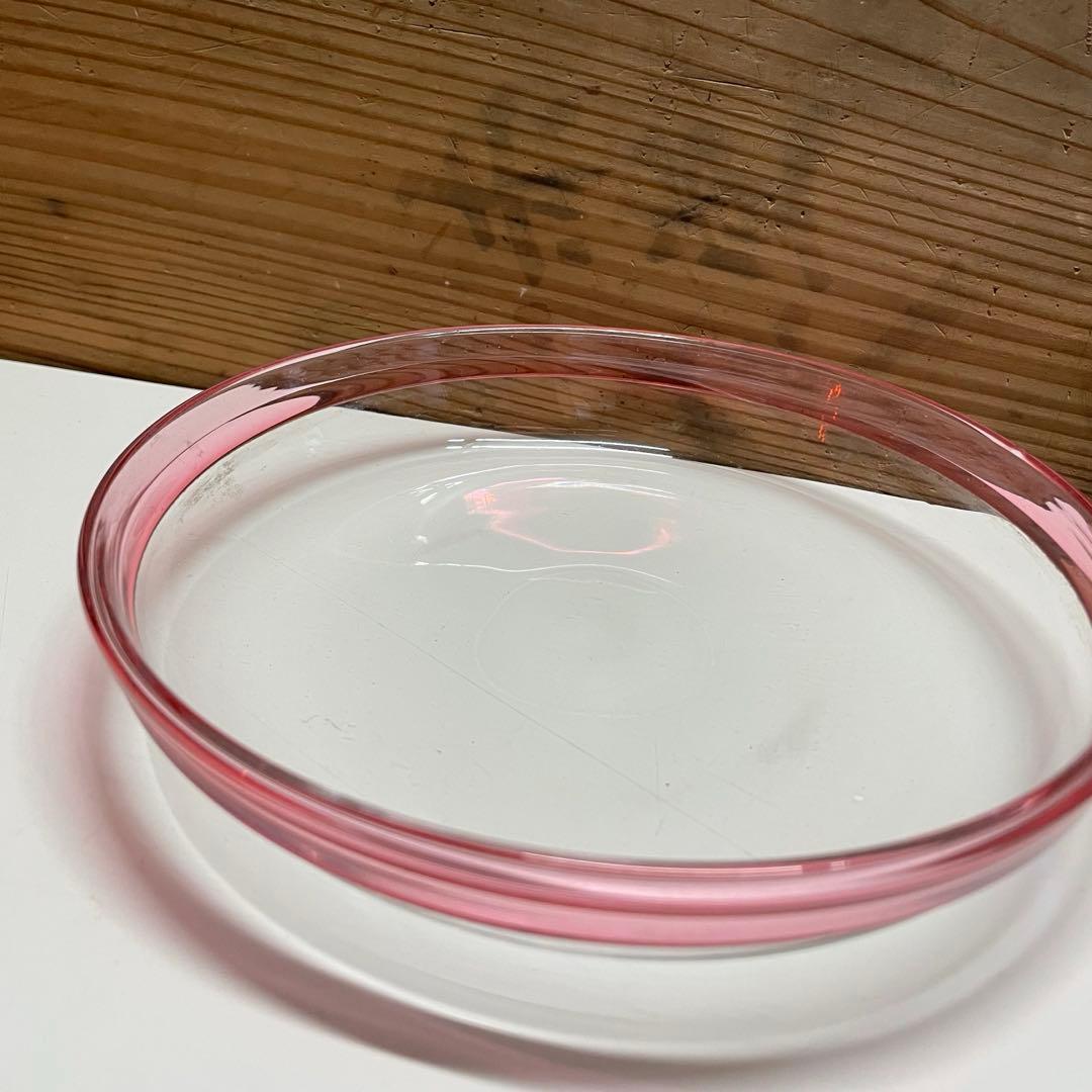 レトロ　ガラス皿【m1495 大正ガラス　明治　吹きガラス　骨董　ウランガラス】