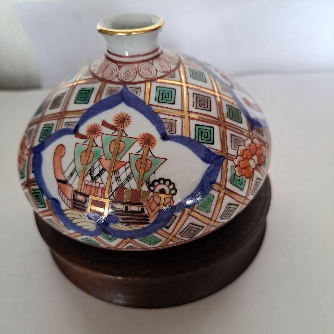 江戸中期　油壺　極上品　大型　　オランダ古船　金彩赤絵　大明盛化年