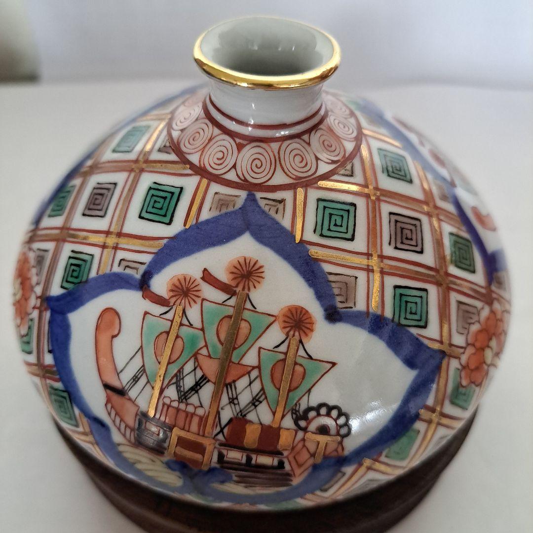 江戸中期　油壺　極上品　大型　　オランダ古船　金彩赤絵　大明盛化年
