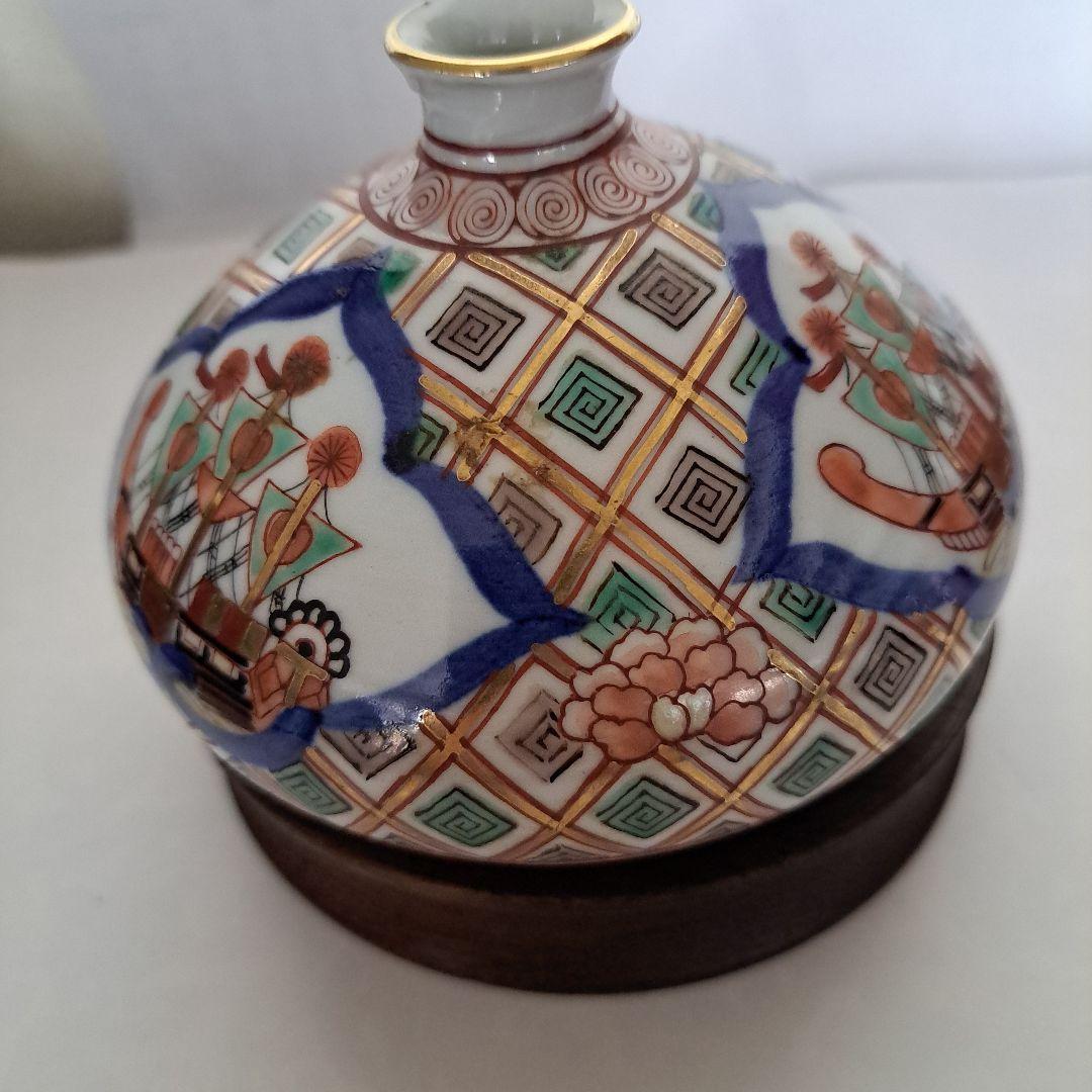 江戸中期　油壺　極上品　大型　　オランダ古船　金彩赤絵　大明盛化年