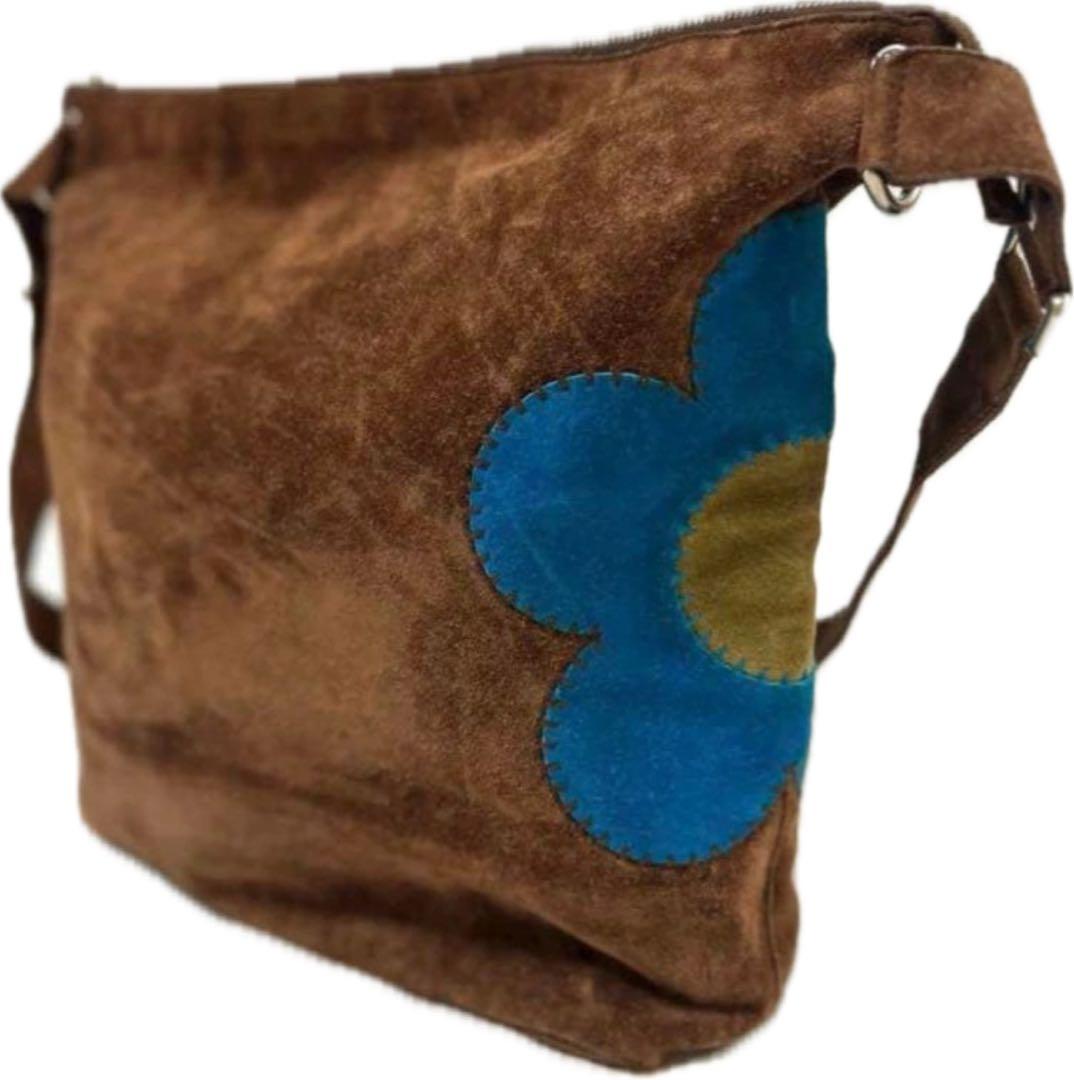 CELINE セリーヌ 総スエード フローラル ショルダーバッグ