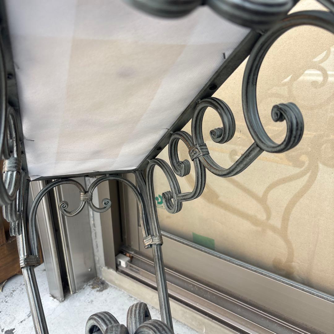 フレンチアンティーク風 ロートアイアン ファ ブリック ベンチ スツール