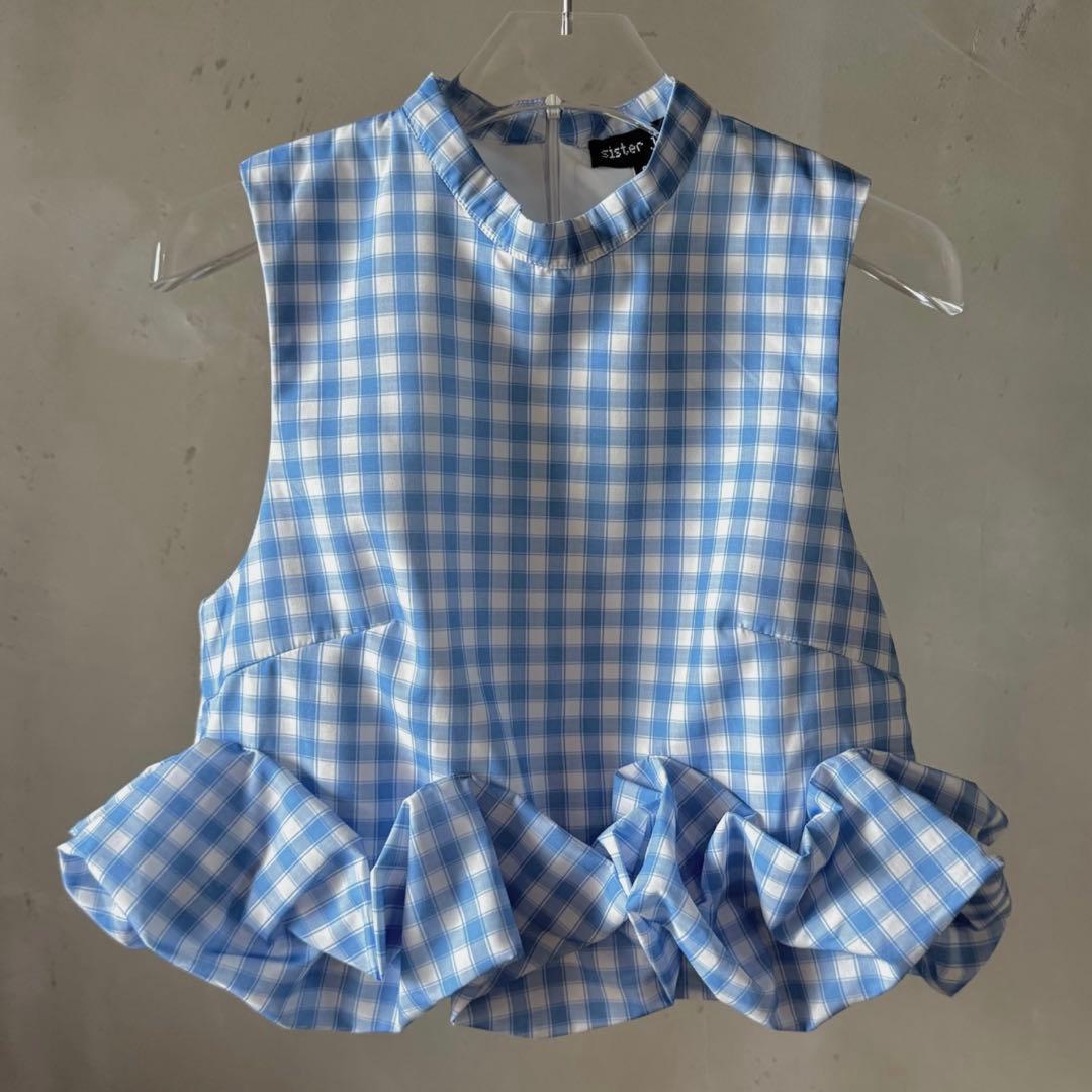 【美品】sister janeギンガムチェック フリル　クロップド　タンク