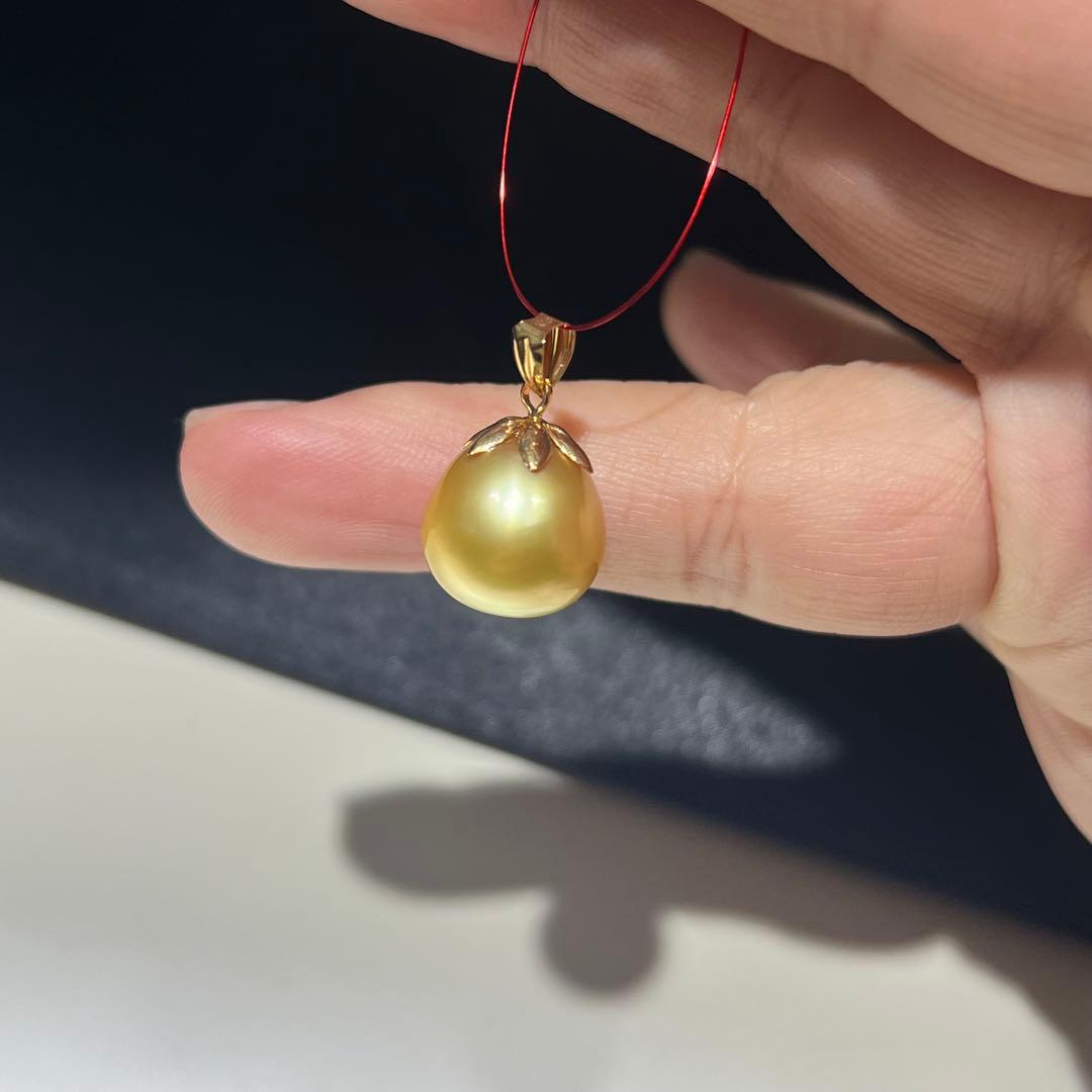 【新品未使用】南洋真珠ペンダント K18 12.5-13mm ゴールド