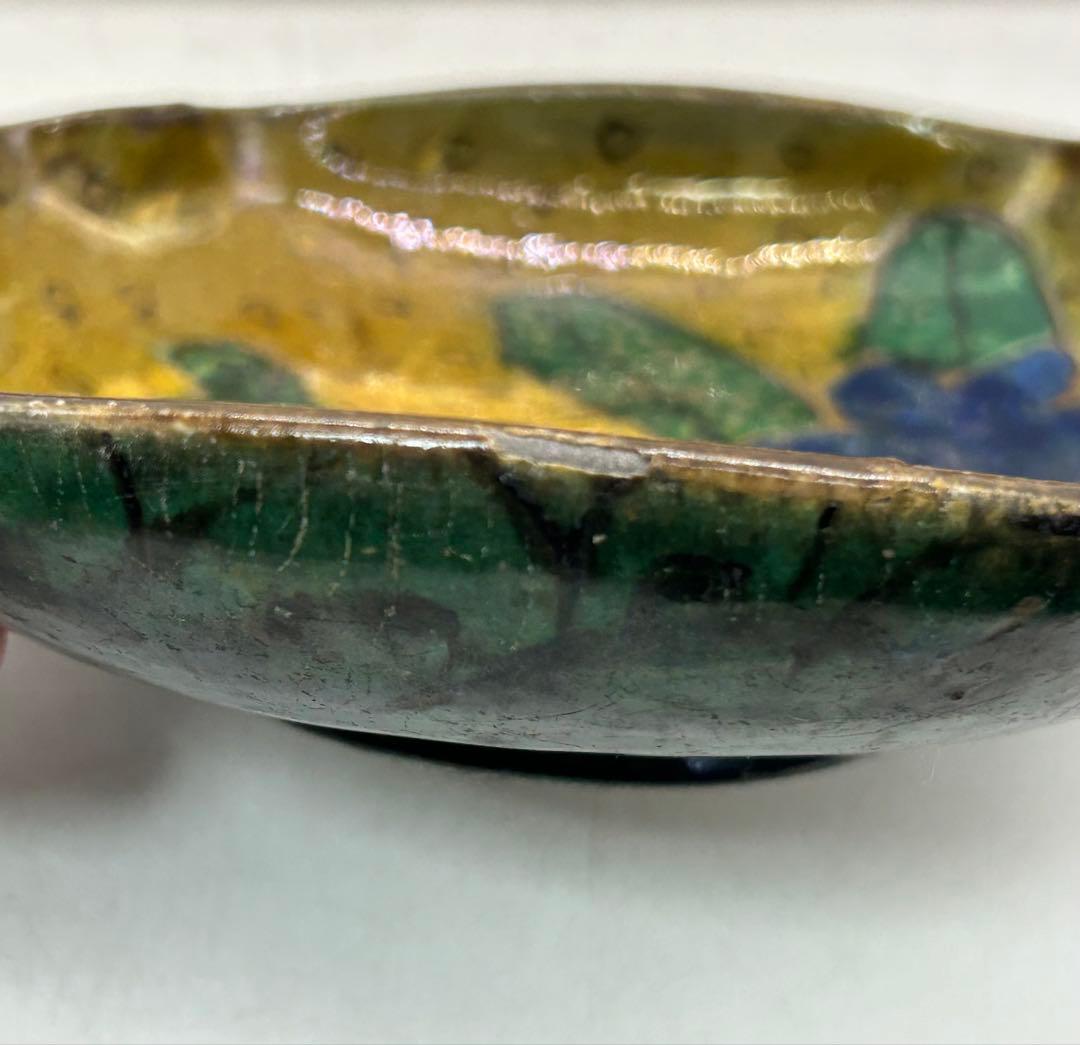 江戸　古九谷　角皿　吉田屋　木箱付　送料込み1223