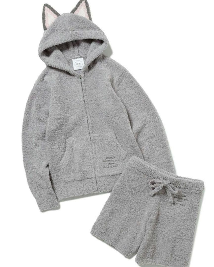 猫耳付きグレー フリースルームウェア セット　新品