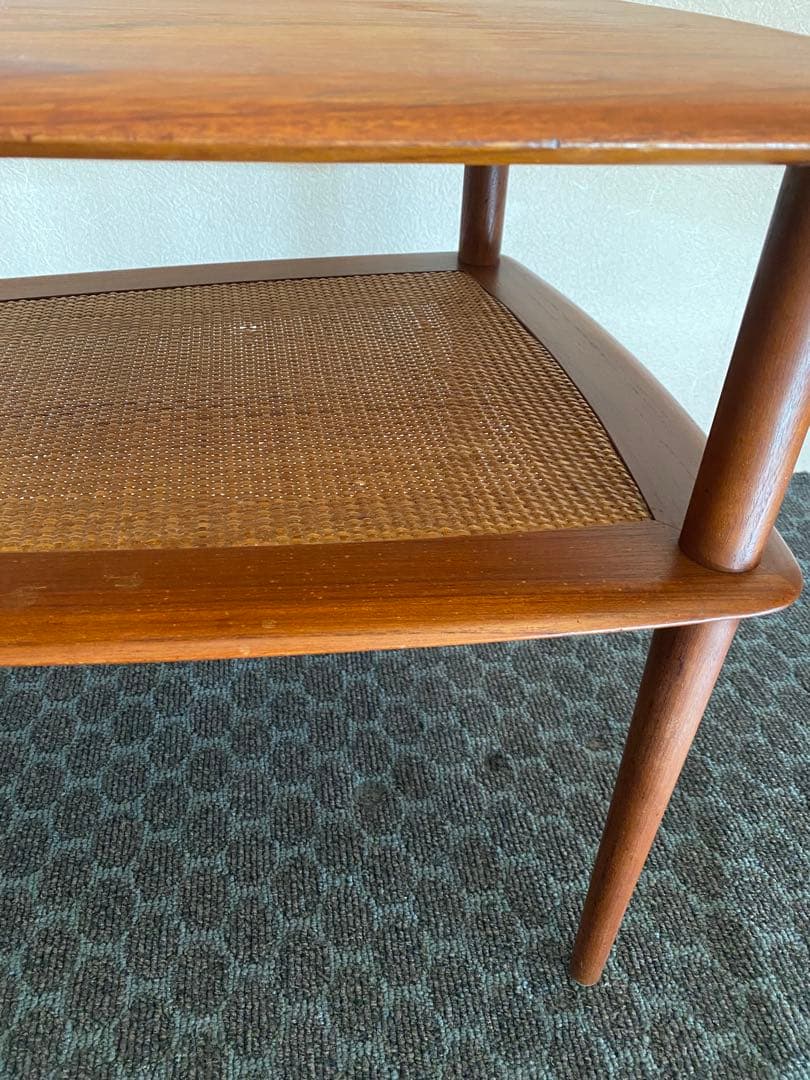 希少　デンマーク　ピーター◦ビッツ　サイドテーブル 　チーク/ラタン