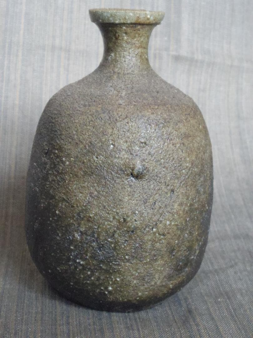 未使用★大森礼二★備前≪窯変黒≫徳利★胡麻★初窯