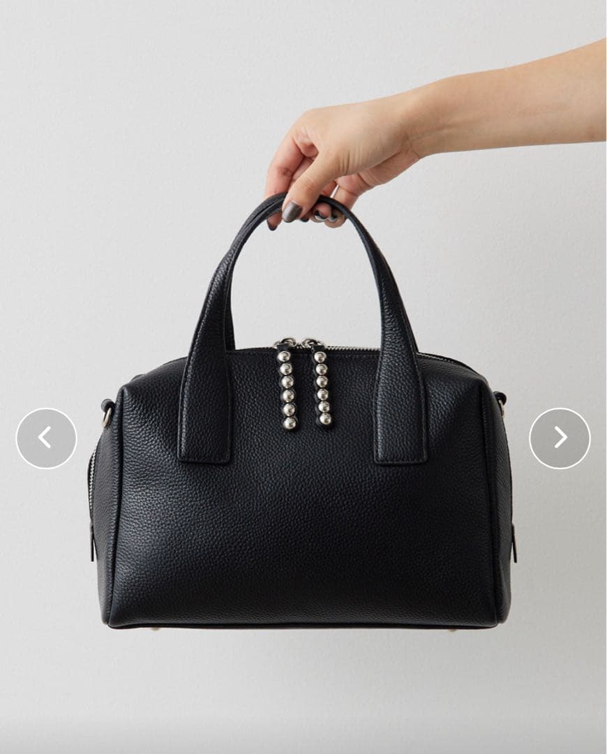 《本革/ショルダー付き》スタッズボストンバッグ