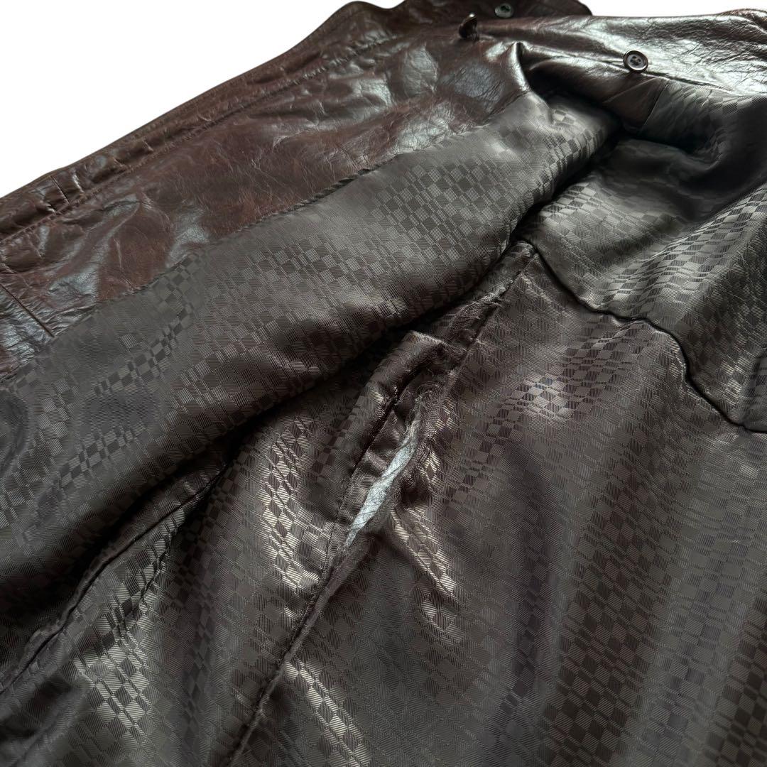 トルネードマート カウレザー ジャケット 着脱可能 ファー付き バーガンディ M