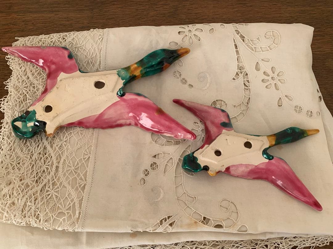 フランス　蚤の市　鳥の親子　２匹セット　ブロカント