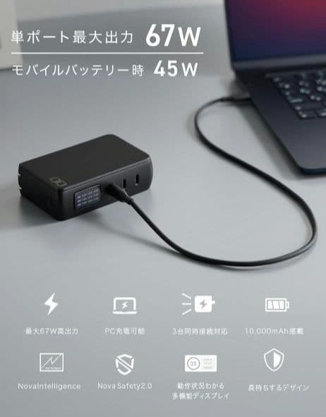 未開封 CIO モバイルバッテリー コンセント一体型 65W 10000mAh