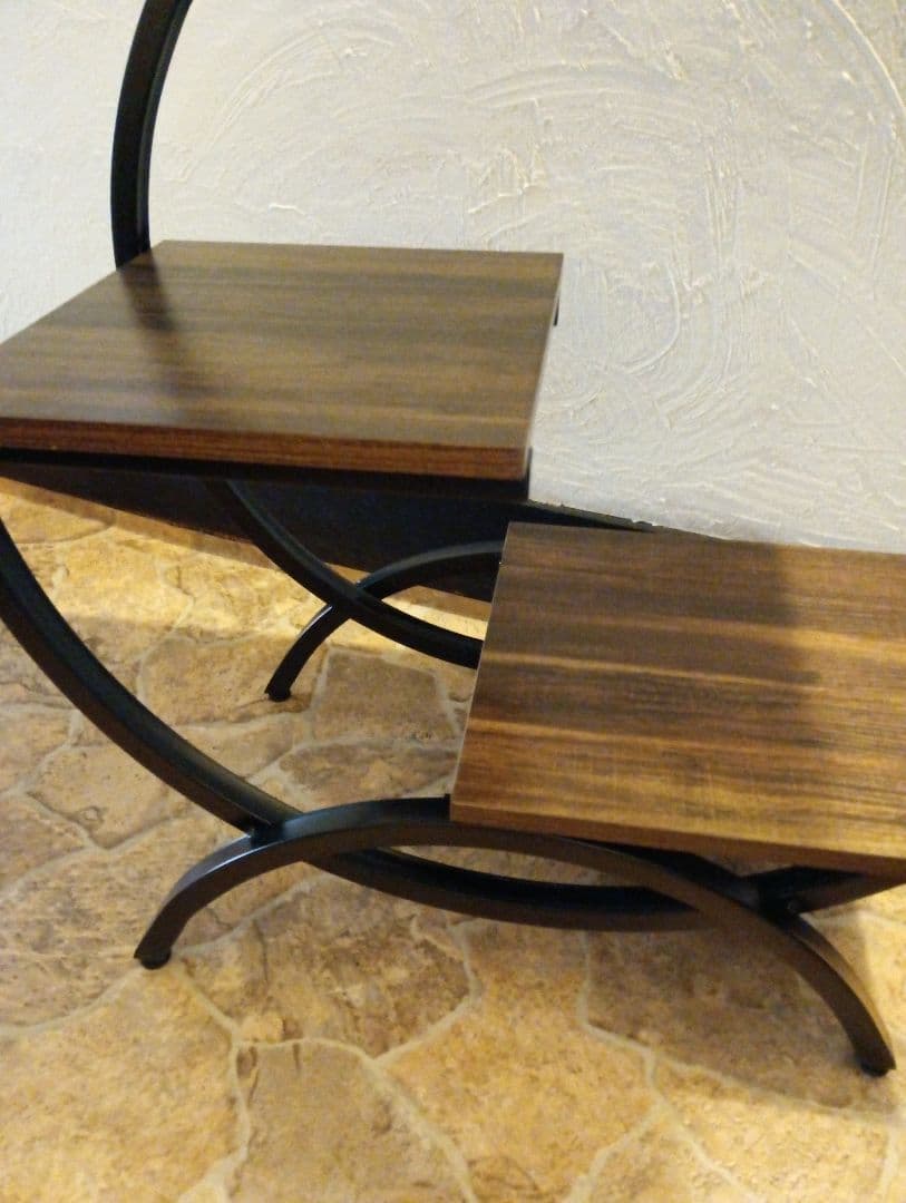 ダークブラウン 　サイドテーブル 　アイアン　リビング　ティーテーブル