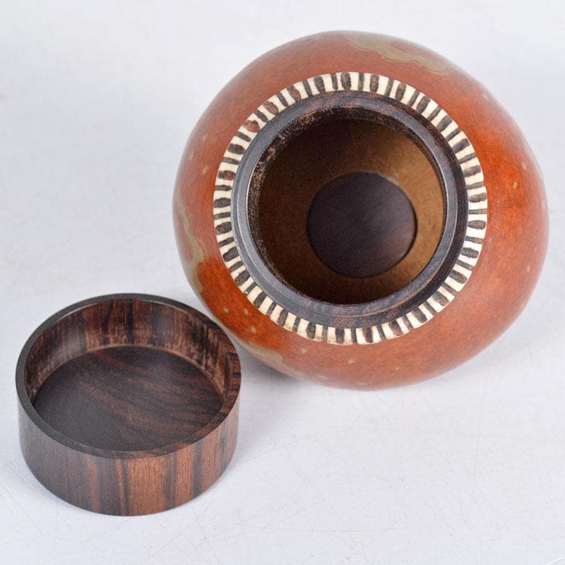 煎茶道具　瓢箪胴黒柿蓋製　波蒔絵　獣骨装飾　茶入　茶壷　M　R4656