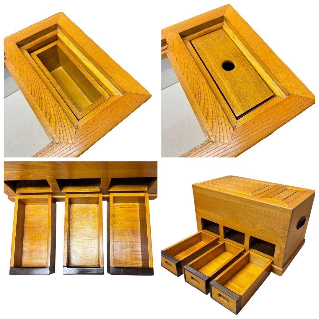 【美品】無垢 天然木 関西火鉢 大和火鉢 囲炉裏 長火鉢 火鉢 角火鉢 箱火鉢