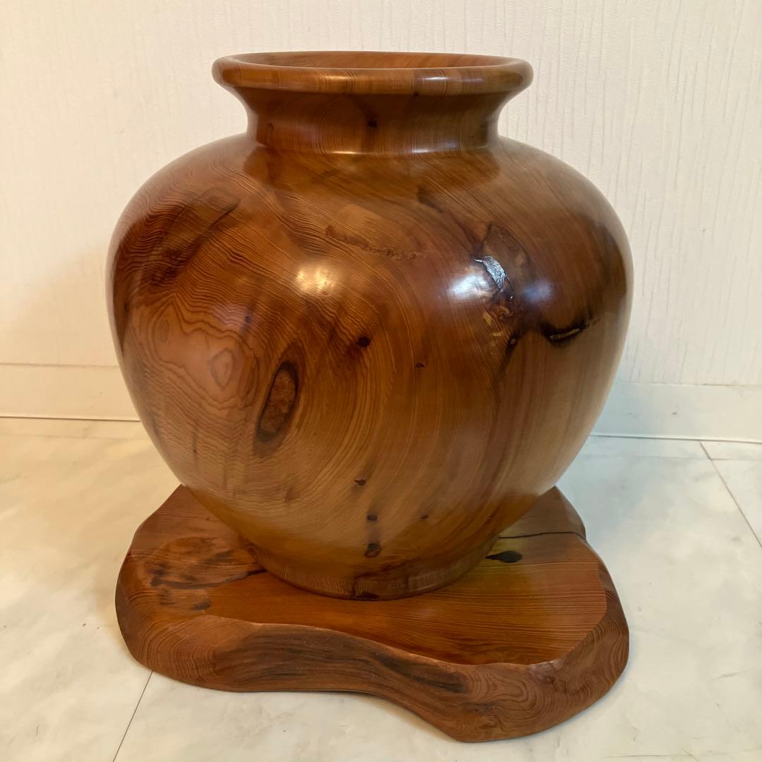 希少　特大壺　壺　屋久杉工芸品　屋久杉壺　特大壺　台座セット
