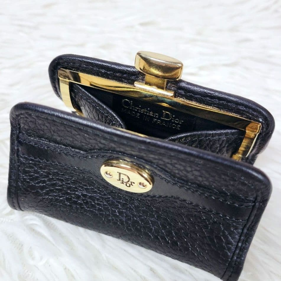 美品✨クリスチャン ディオール Dior ケース 小物入れ がま口 シボ革