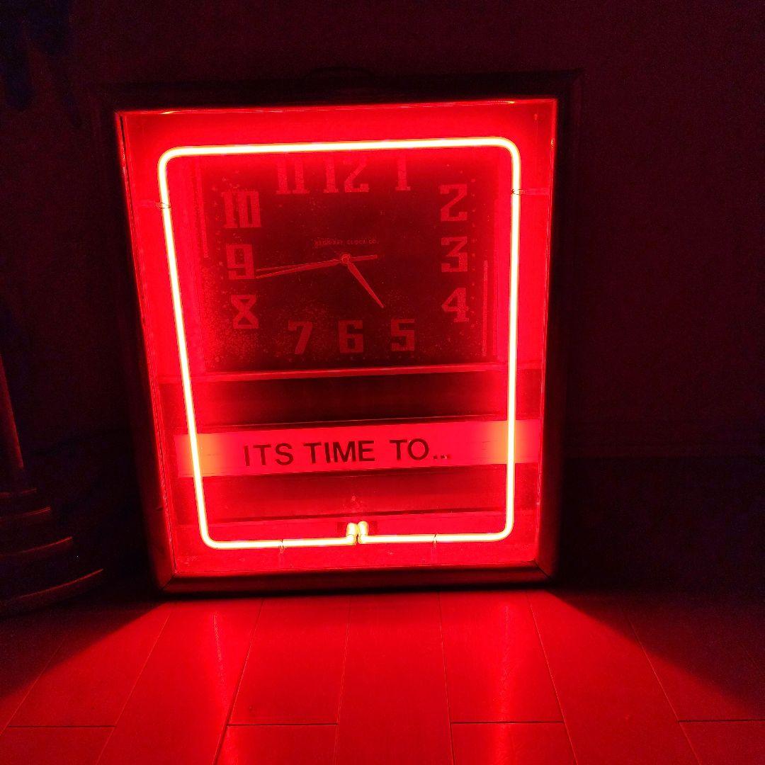 1930's/40's アールデコ レッド ネオン クロック
