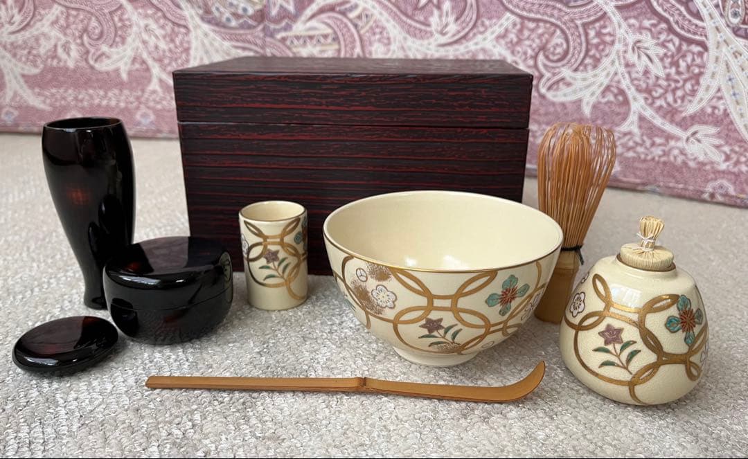 茶道具セット　茶道　茶碗　棗　茶杓　茶筅　茶箱　振り出し　香合　茶巾筒　茶筅筒