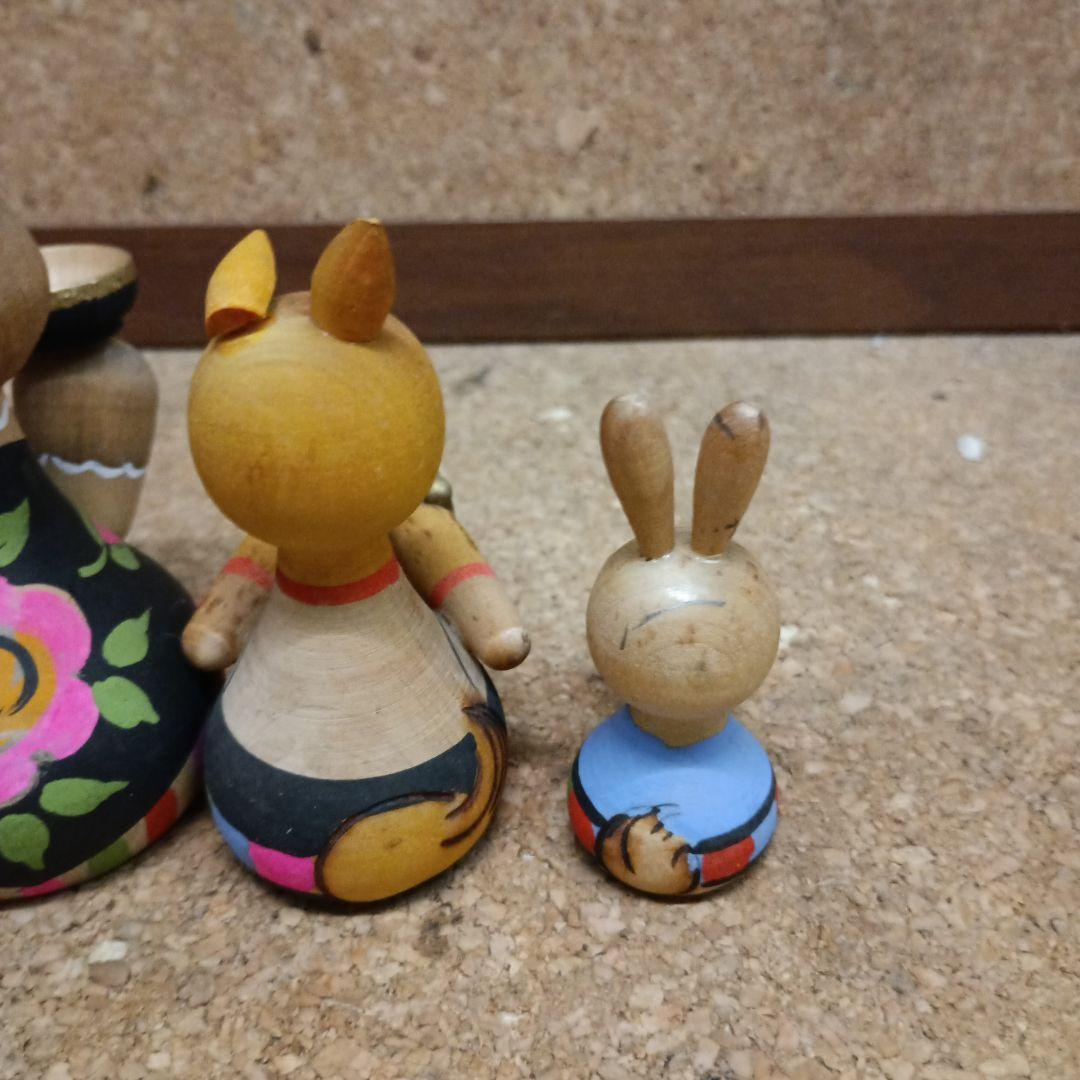 3970）ロシア製木製動物人形　置物　6体　ソビエト連邦時代