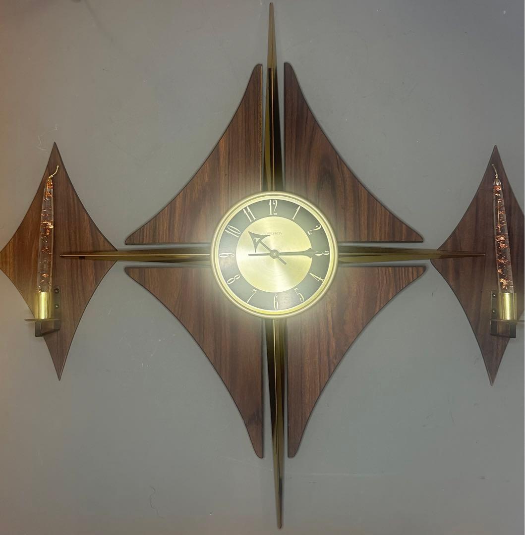 ビンテージ　スターバースト ウォールクロック　キャンドルホルダー 60's